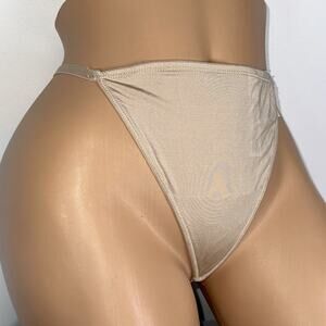 Vintage Y2K New Second Skin Satin G-Sting Thong Panty Women's Large Nude Sexy